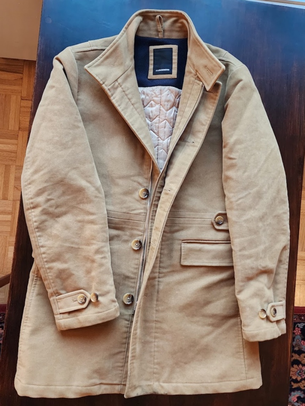 J. Lindeberg Gavin Moleskin Coat EU 46 Mens Small Medium Camel Tan Jacket